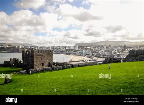 The Remains Of Peel Castle On Top Of The Hill Constructed By Vikings