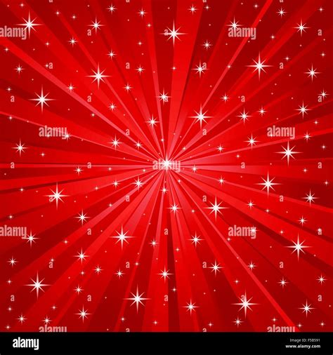 Abstract Red Rays With Stars Background Vector Illustration Stock