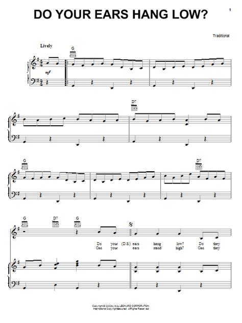 Download Traditional Do Your Ears Hang Low Sheet Music And Pdf Chords