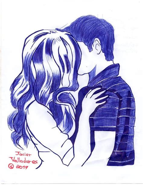 dibujo a tinta de pareja besándose besos de parejas dibujo a tinta dibujo de personas