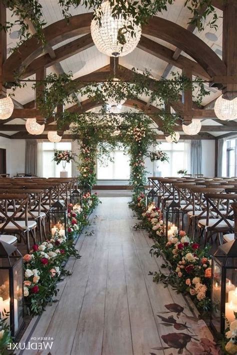 Chic Indoor Wedding Ceremony Ideas With Candles And Floral Wedding