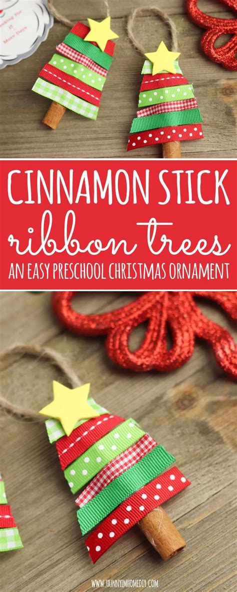 Cinnamon Stick Ribbon Trees Simple Preschool Christmas Ornaments In