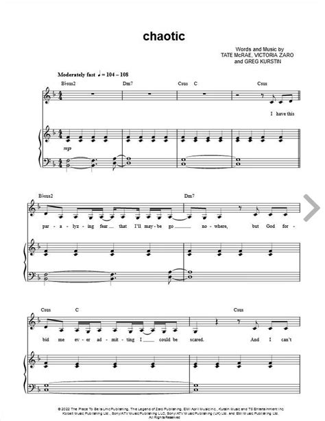 Tate Mcrae Chaotic Sheet Music In F Major Download And Print