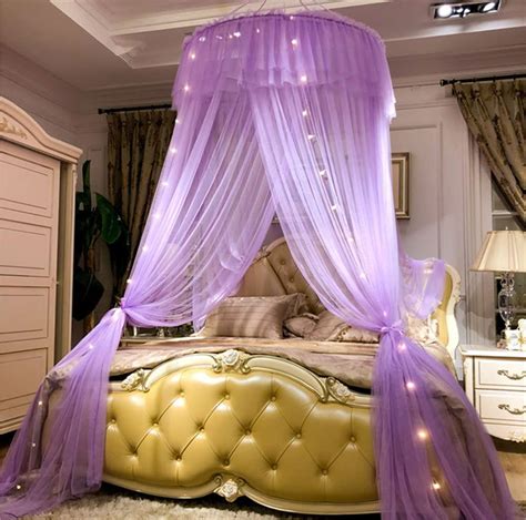 Lotus Karen Bed Canopy Elegant Lace Round Hoop Polyester Sheer Mesh
