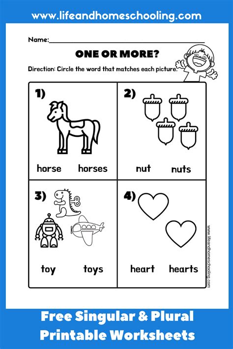 Free Singular Or Plural One Or More Printable Worksheets For