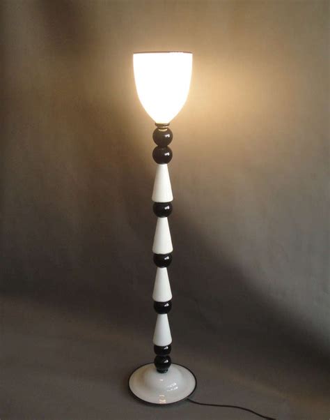 Italian 1980s Black And White Hand Blown Murano Glass Floor Lamp For Sale At 1stdibs