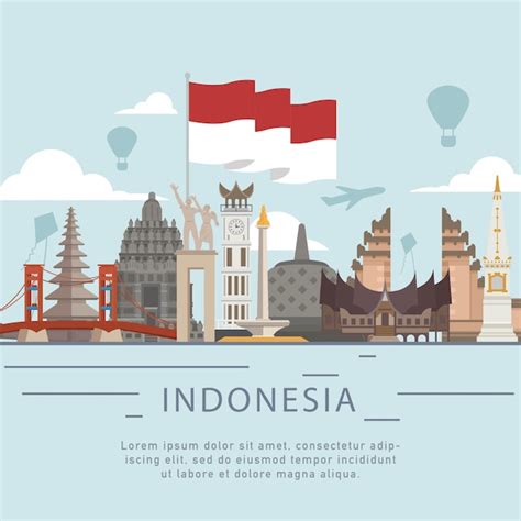 Saudação Da Indonésia Dia Da Independência Estilo Flat Vetor Premium
