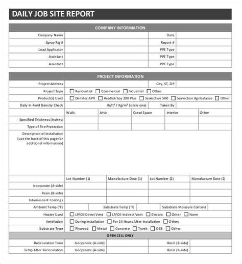 Daily Work Report Template