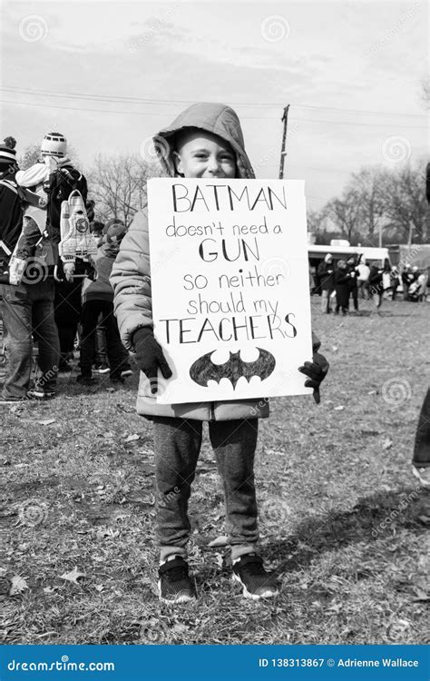 Young Child Holds Sign At March For Our Lives Editorial Photography