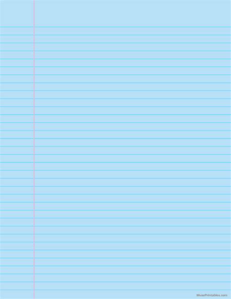 Printable Blue College Ruled Notebook Paper For Letter Paper Free