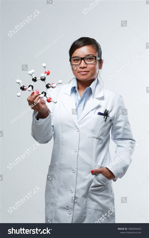 Asian Female Medicinal Chemist Holding Chemical Stock Photo 1884096022