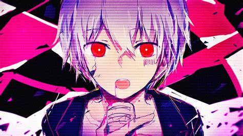 Download 1920x1080 Anime Boy Glitch Red Eyes Face Portrait Short Hair Wallpapers For