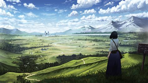 Anime Girl In Landscape Wallpaper 4k Ultra Hd Id3730