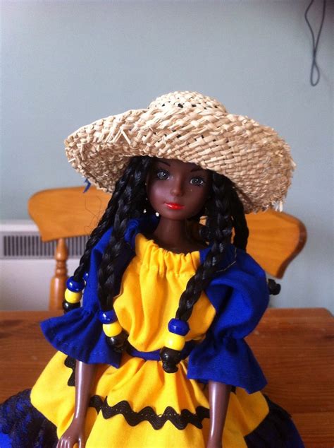 Barbados Doll In Blue And Yellow Dress Blue And Yellow Dress Dolls I N Blue
