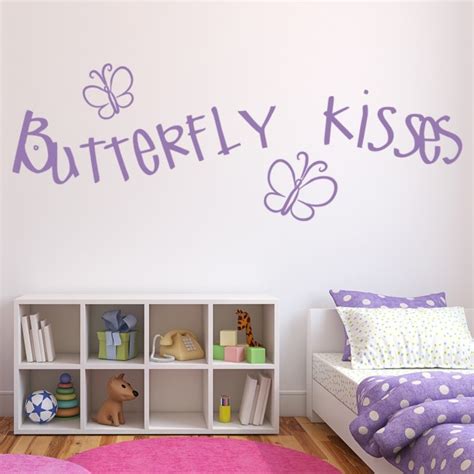 Butterfly Kisses Quote Wall Sticker Butterflies Wall Decal Girls