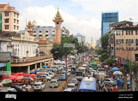 Streets Of Yangon Myanmar Stock Photo Alamy