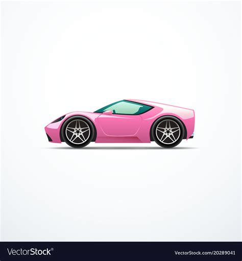 Vector illustration of a pink sports car. Pink cartoon sport car side view Royalty Free Vector Image