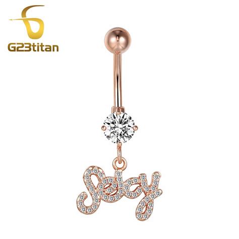 Aliexpress Com Buy G23titan Sexy Navel Piercing Rings Rose Gold Color