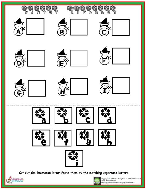 Free Cut And Paste Winter Alphabet Worksheet For Kids Color Worksheets