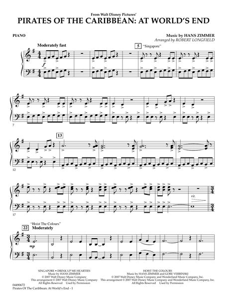 Hans zimmer is one of the most popular and successful film composers today. Robert Longfield "Pirates of the Caribbean: At World's End - Piano" Sheet Music PDF Notes ...