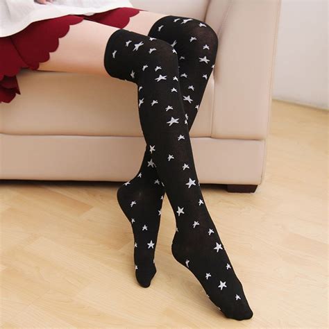 1 Pair Soft Dot Star Style Cotton Stockings Women Ladies Sexy Thigh