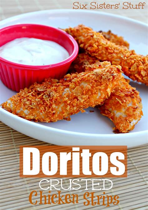 Set up the four bowls in order: Doritos Crusted Chicken Strips | Six Sisters' Stuff