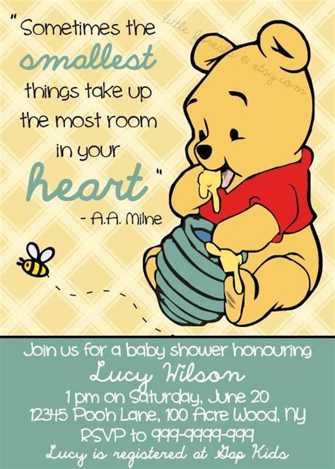 Winnie the pooh quotes, prints for framing, 2 different sets, baby shower, birthday, nursery, centerpiece, 4x6 or 5x7 vintage winnie pooh baby shower welcome sign printable package, classic pooh bear sign guest book, babies. Winnie the Pooh Baby Shower Invitation Printable by ...