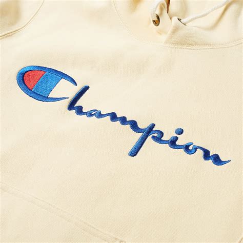 Champion Reverse Weave Script Logo Hoody Oat End Us