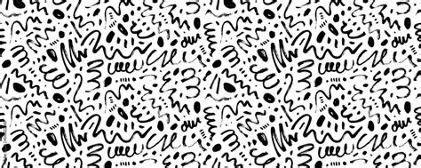 Brush Curly Lines Seamless Pattern Pencil Squiggles Ornament Scribble