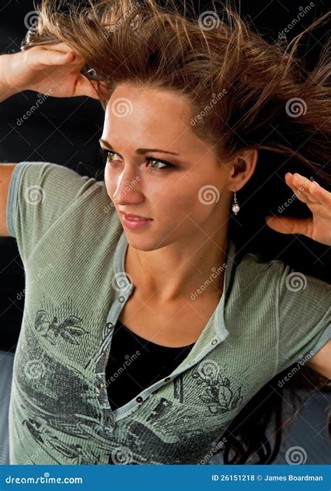 Wind Blowing Through Her Hair Stock Photo Image Of Hair Earings
