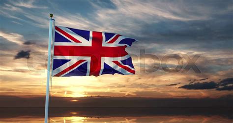 British Flag Waving Shows Union Jack United Kingdom National Banner