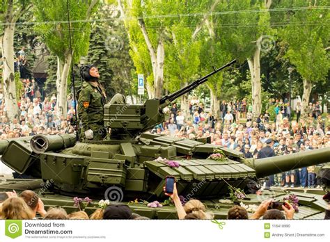 Donetsk Donetsk People Republic May 9 2018 Soviet Main Battle Tank