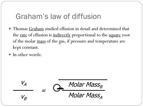 Ppt Diffusion Effusion And Grahams Law Of Diffusion Powerpoint Presentation Id9156217