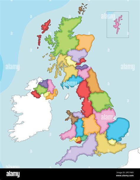 Vector Ilustrado Mapa En Blanco De Reino Unido Con Divisiones