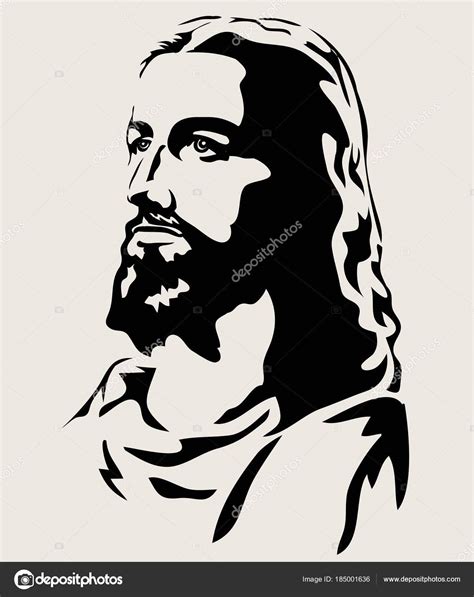 Jesus Face Silhouette Jesus Face Silhouette Art Vector Design — Stock