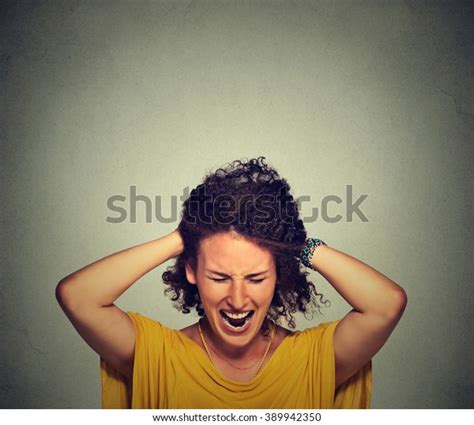 Stress Woman Stressed Going Crazy Pulling Stock Photo Edit Now 389942350