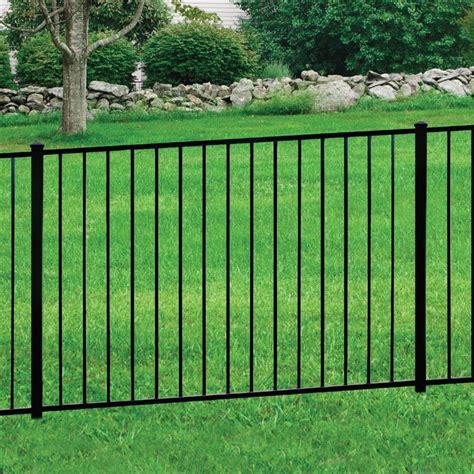 forgeright newtown 4 ft h x 6 ft w black aluminum pre assembled fence panel 863016 the home