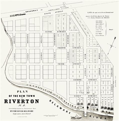 Plan Of The New Town Of Riverton Historical Society Of Riverton Nj