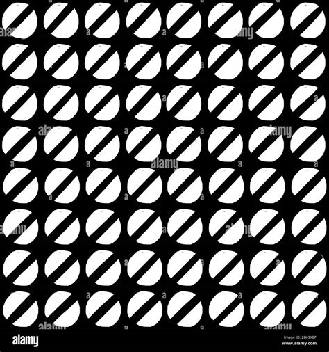 Vector Seamless Geometric Black And White Pattern Of Hand Drawn Half