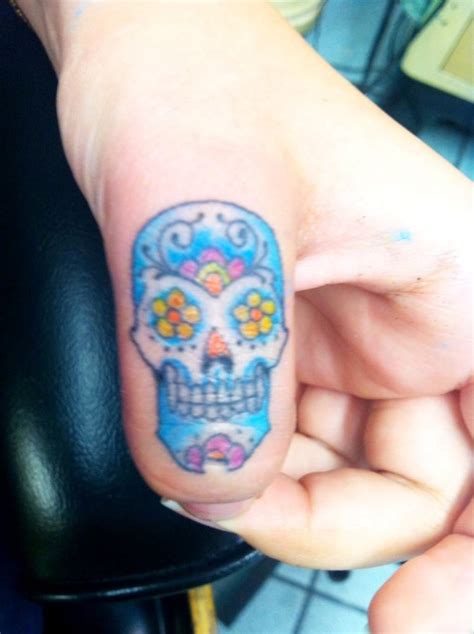 21 Sugar Skull Tattoos Design On Finger