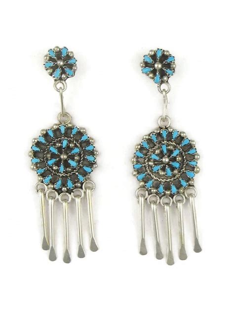 Turquoise Petit Point Cluster Earrings By Zuni Tricia Leekity