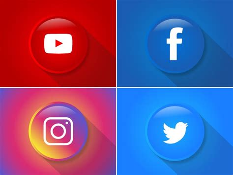 Glossy Social Media Icons Background With Gradient Free Social Media
