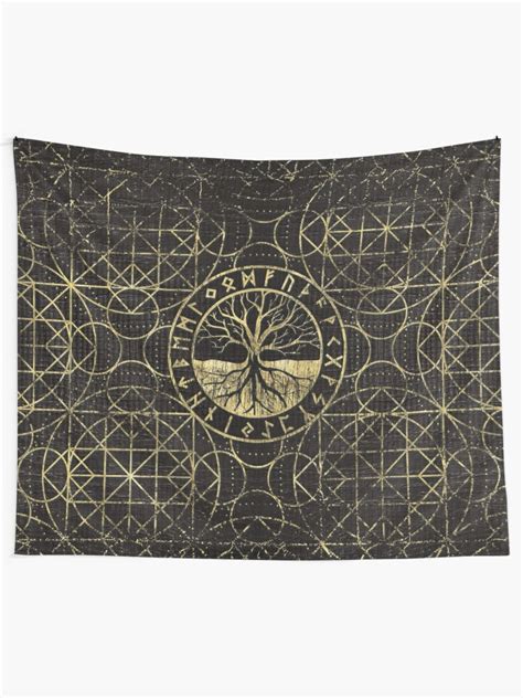 Tree Of Life Yggdrasil And Runes Tapestry For Sale By Nartissima