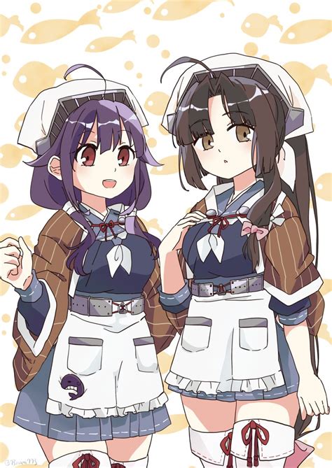 jingei kancolle shouhou kancolle taigei kancolle multiple girls 2girls ahoge thighhighs