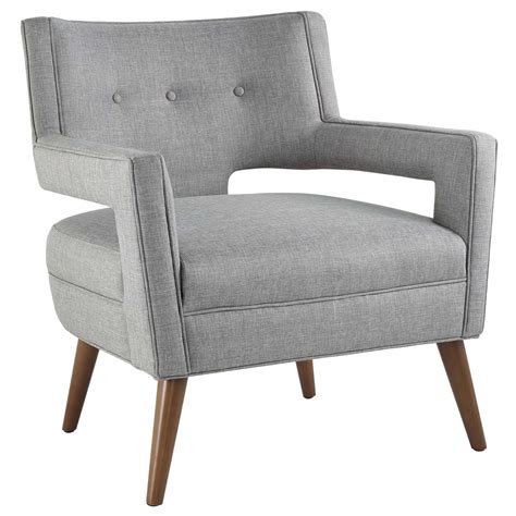 Modway Sheer Upholstered Fabric Mid Century Modern Accent Lounge Arm Chair In Light Gray Lavorist