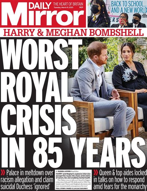 Newspaper Headlines Palace Reeling Over Meghan And Harry Bombshell