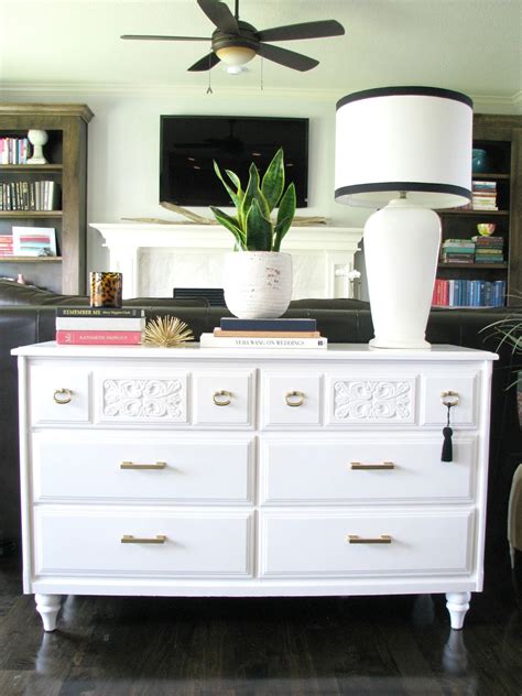 W59 x d19 x h31. Life Love Larson: Gold Pulls for White Dresser