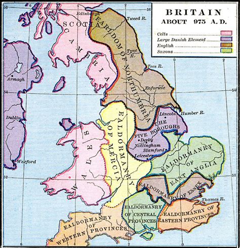 Map Of Britain In Ad 975 Saxon History And Viking Invasions