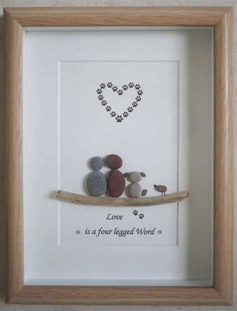 Pebble Art framed Picture Couple & Dog Love is a four