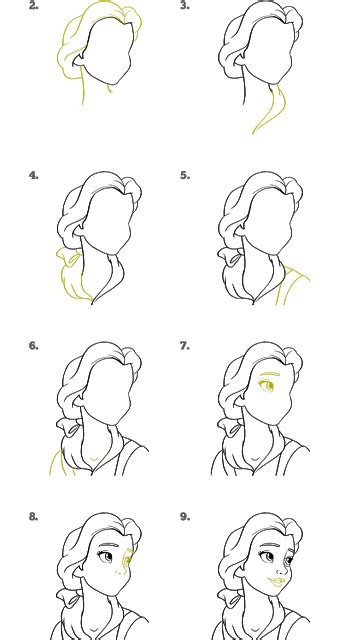 How Tow Draw Belle Disney Princess With Easy Drawing Steps Disney